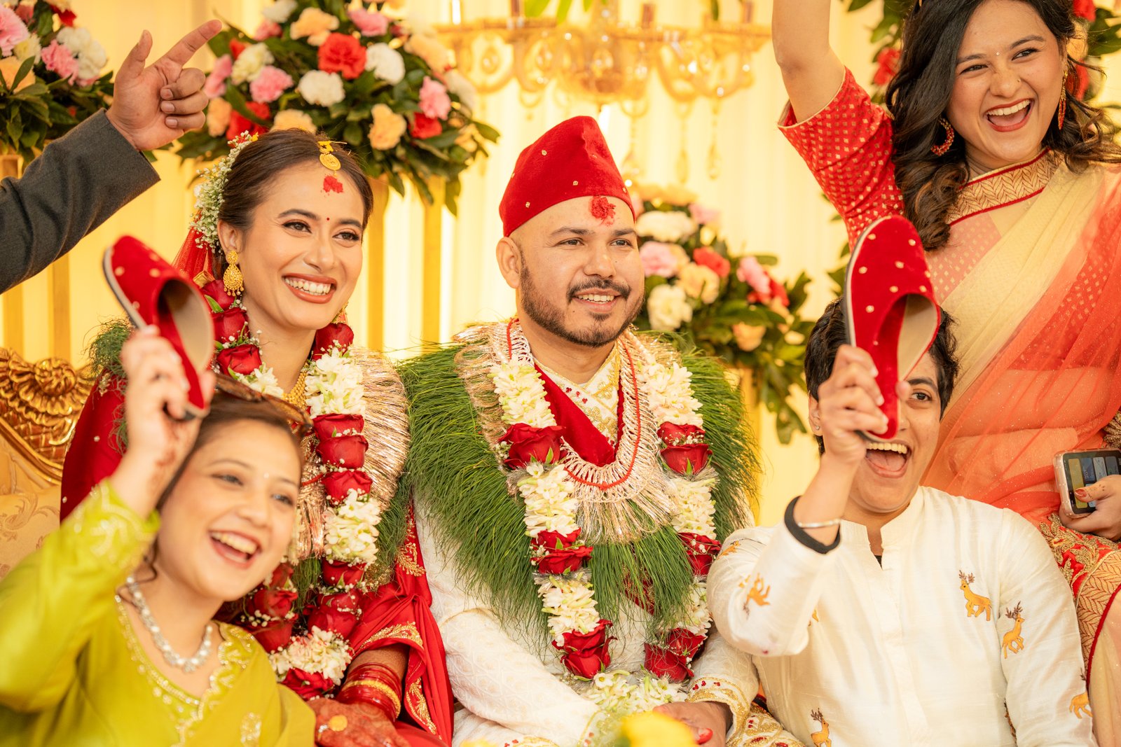 Happy bride and groom in wedding